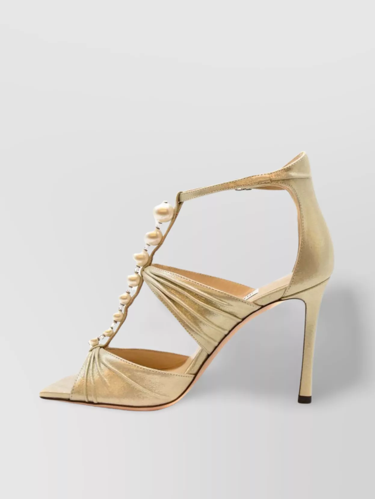 Jimmy Choo Open Toe Pearl T-bar Sandals In Neutral