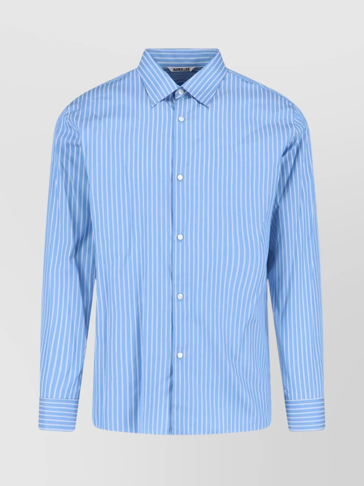 Auralee Striped Long Sleeve Button-down Shirt In Blue