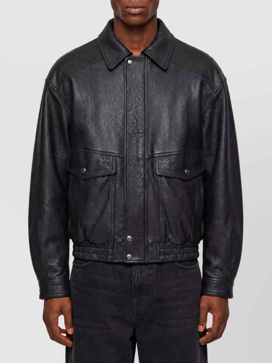 Dunst Leather oversized bomber jacket