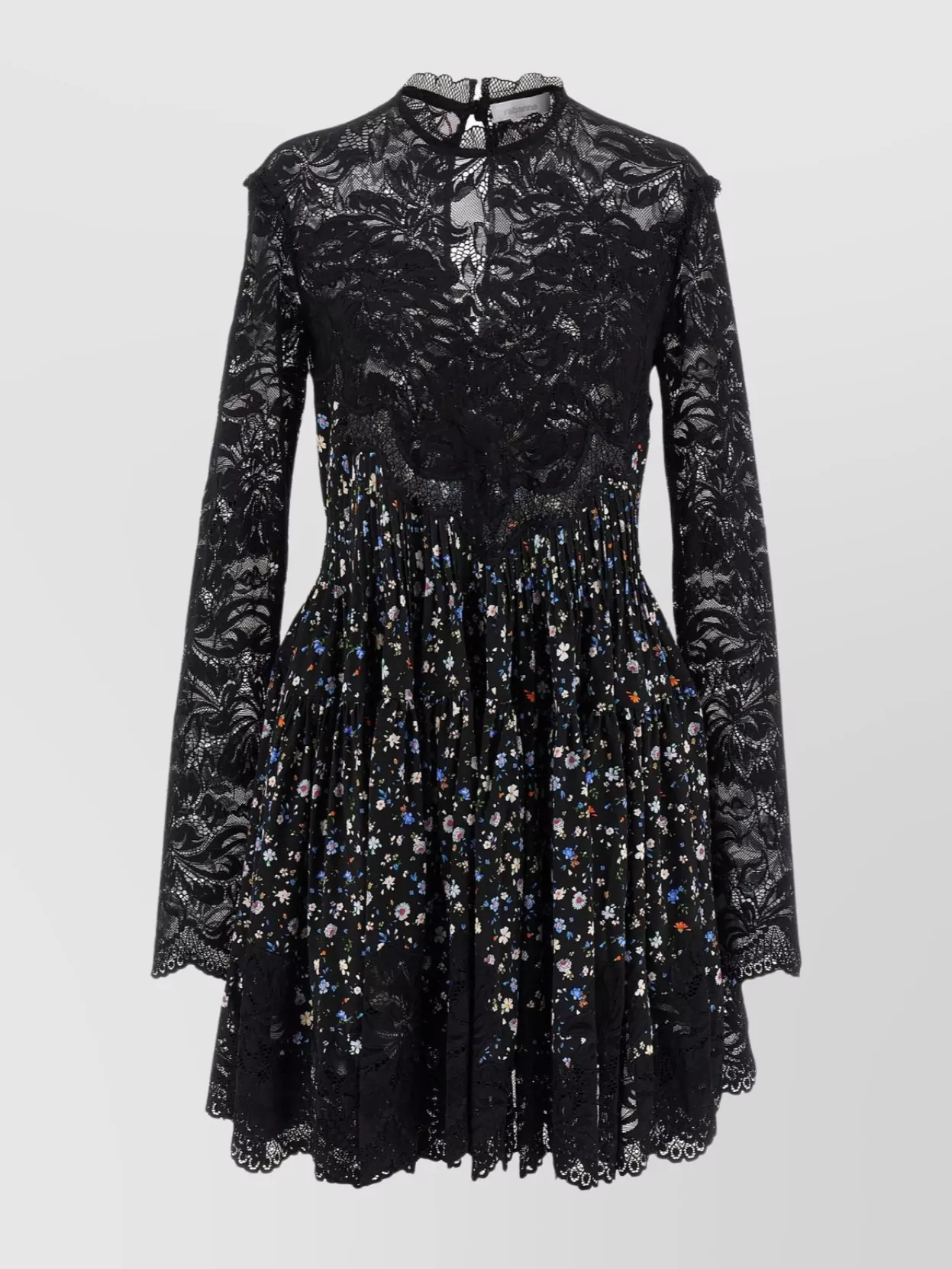 Rabanne Lace Floral Dress Keyhole Back In Black