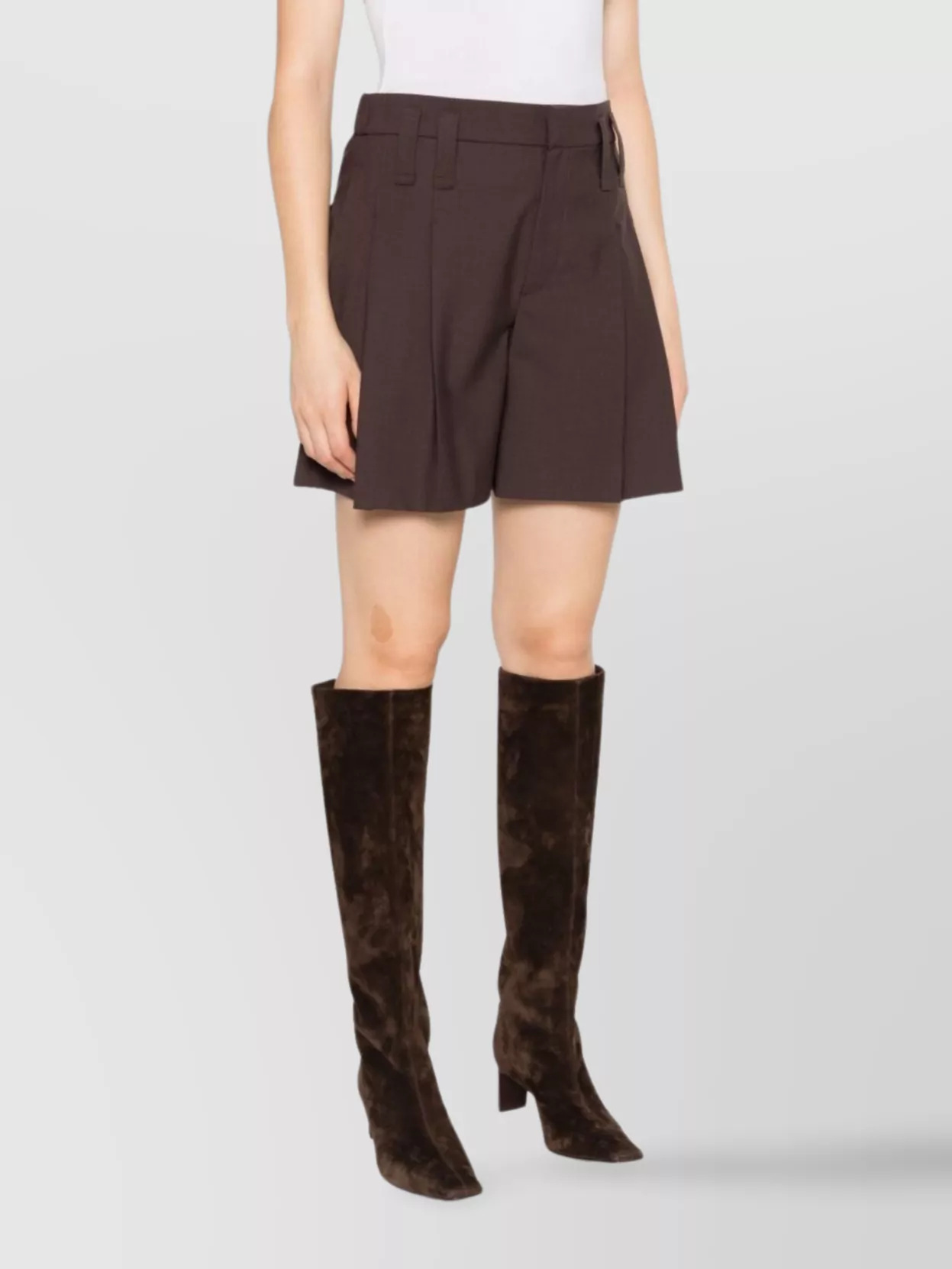 Brunello Cucinelli Wool Blend High Waist Pleated Shorts