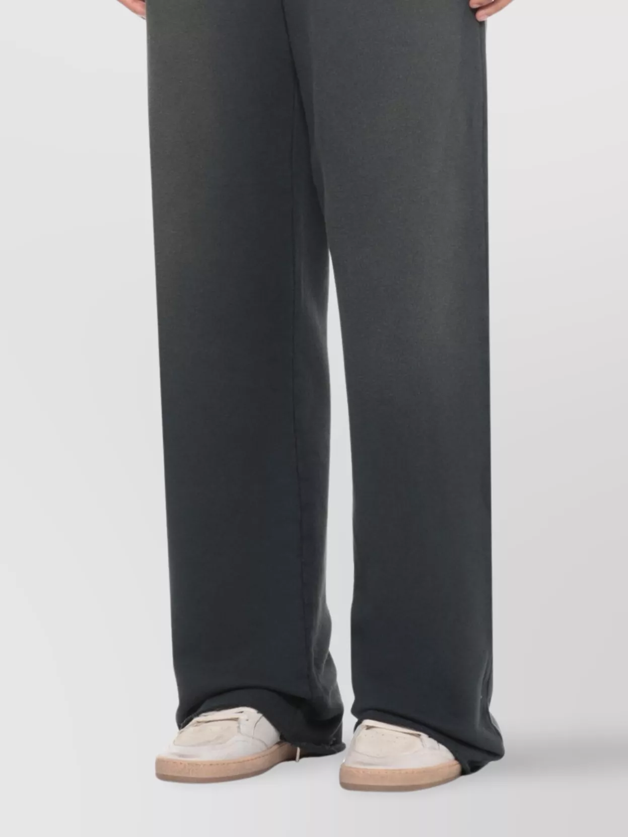 Golden Goose Wide Leg Cotton Trousers Logo In Black