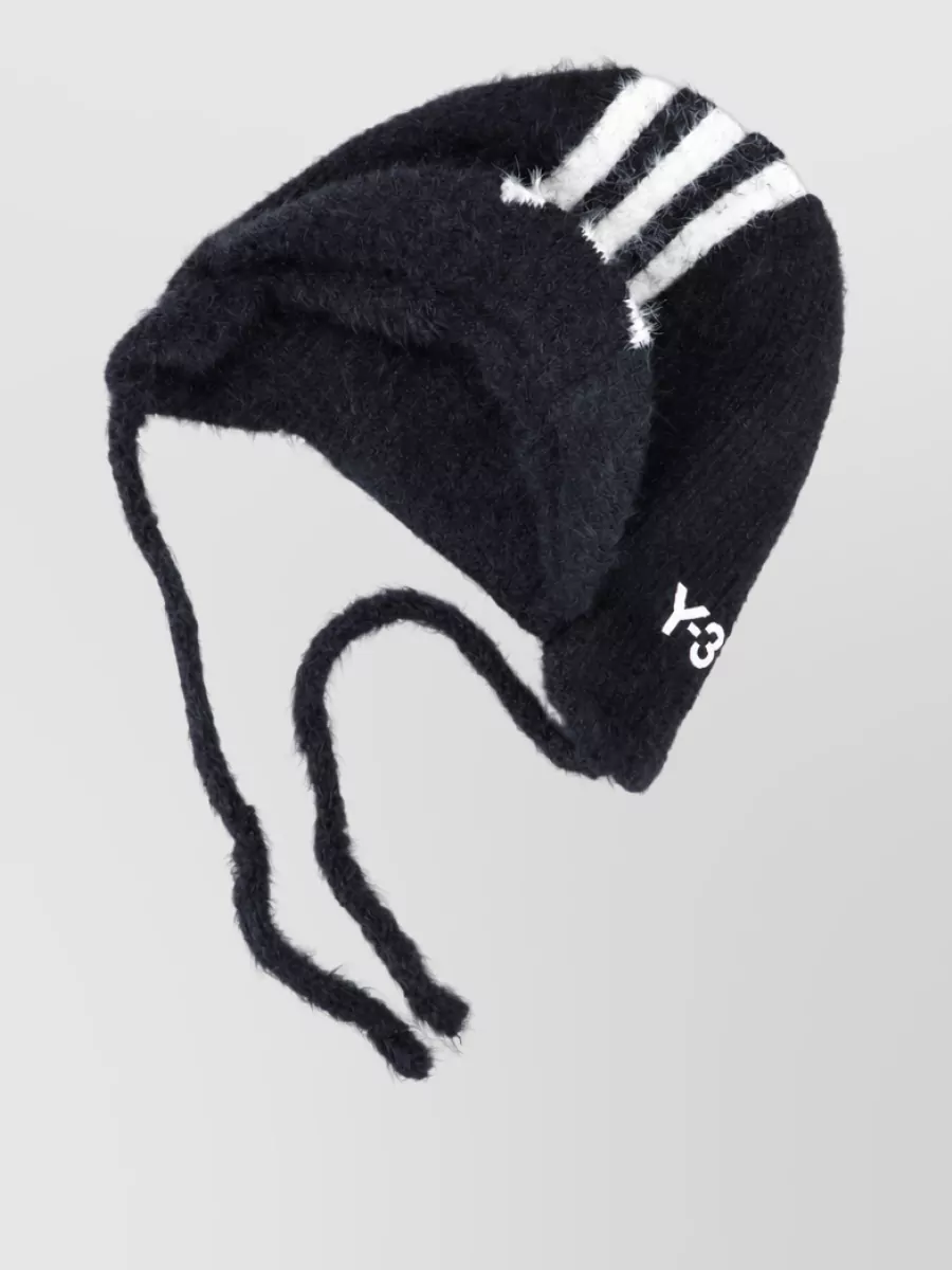 Y-3 ribbed striped beanie