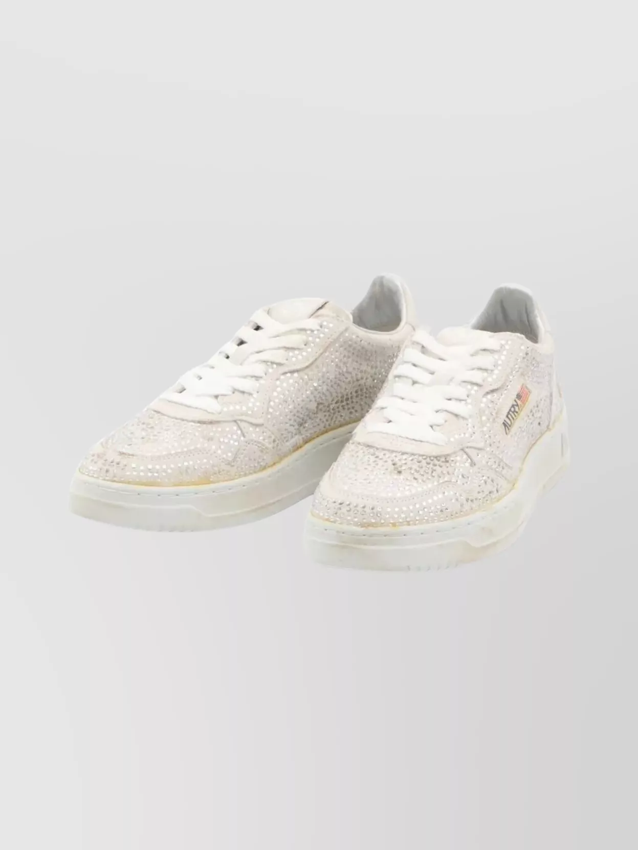 Autry Rhinestone Low Sneakers Worn Effect In Gray
