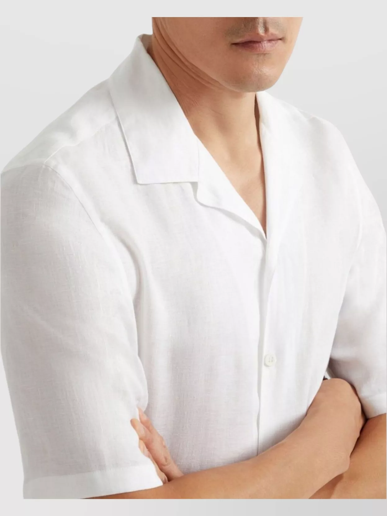 Brunello Cucinelli Linen Cuban Collar Shirt