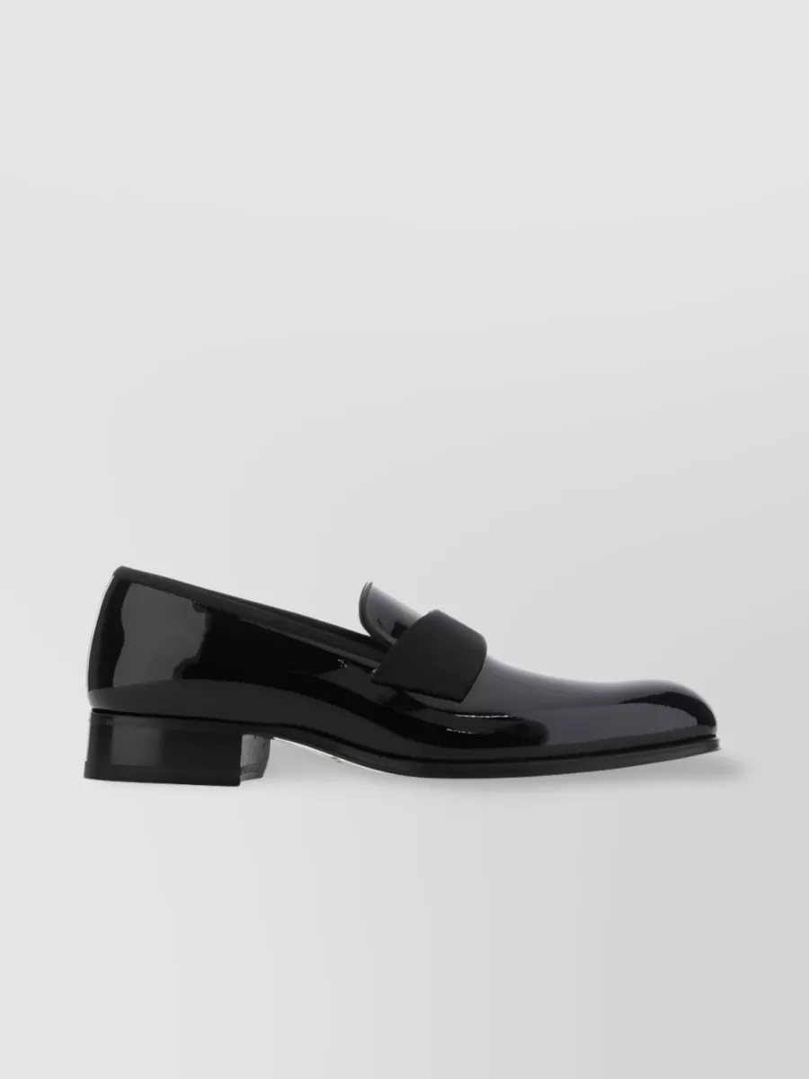 Shop Tom Ford Almond Toe Patent Leather Slip-on Loafers In Black
