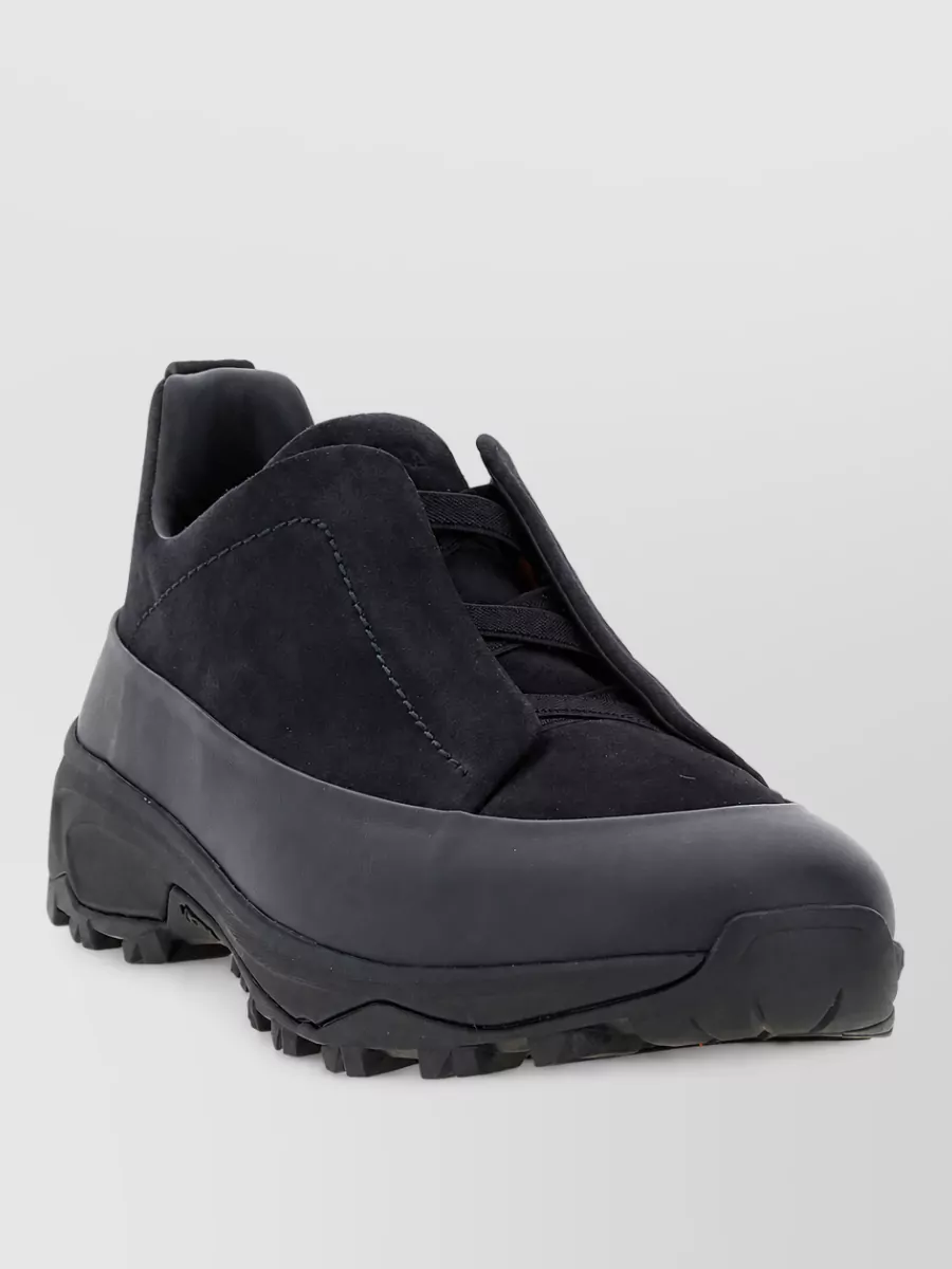Zegna Leather triple stitch monte slip-on sneakers