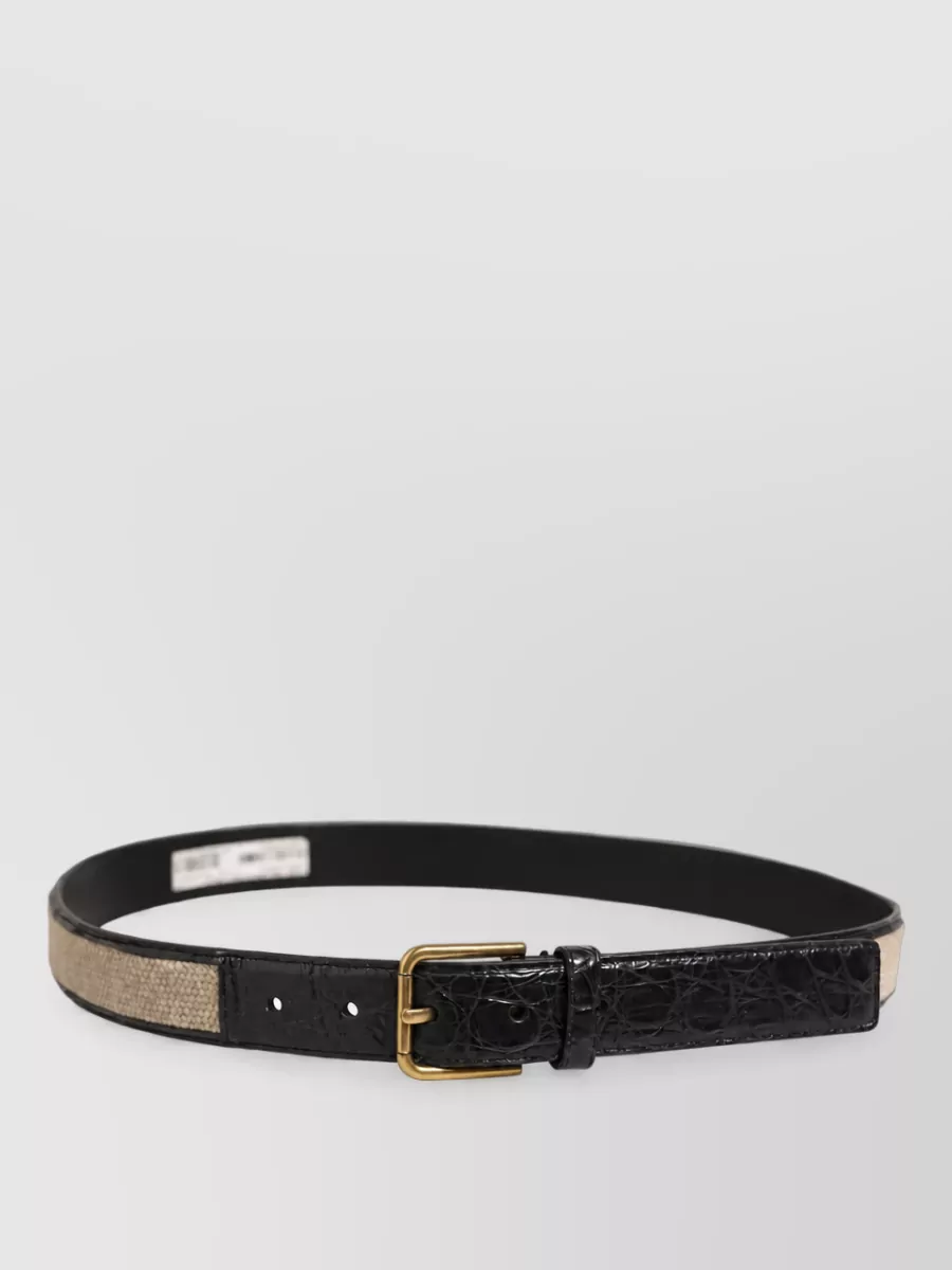 Dolce&Gabbana linen caiman leather woven belt