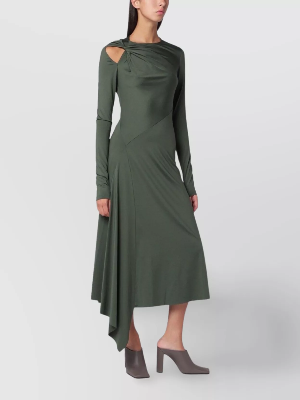 Victoria Beckham Womens Oregano Asymmetric Twist Stretch-woven Midi Dress In Animal Print
