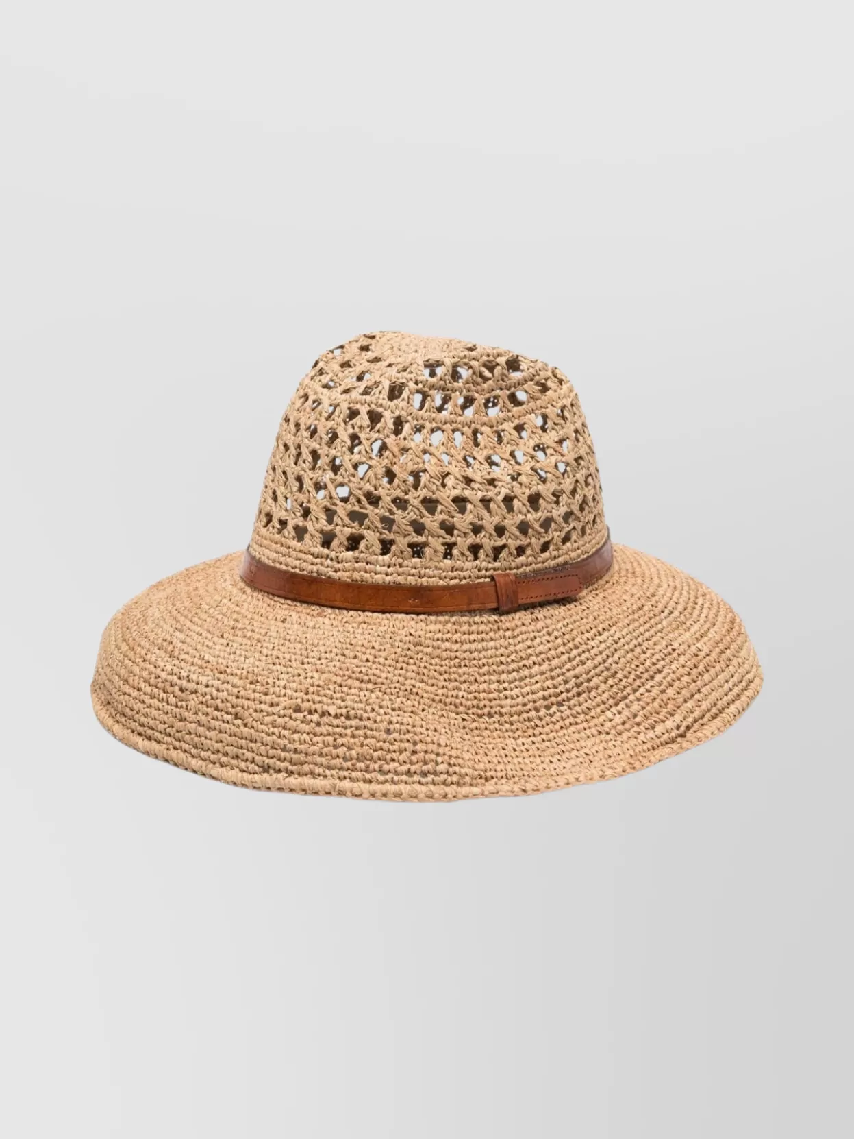 Ibeliv Wide Brim Straw Hat With Leather Band In Brown