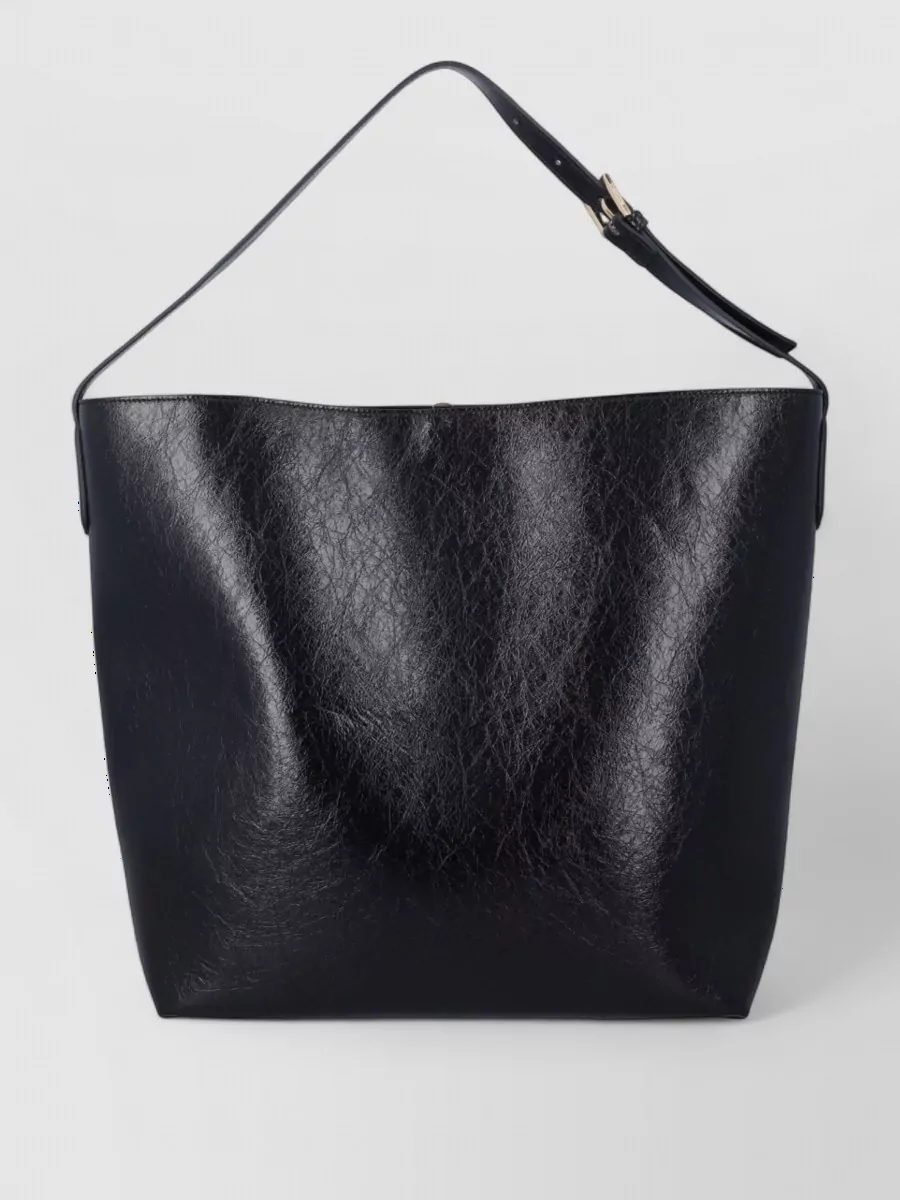 Themoiré vegan crumpled leather shoulder bag
