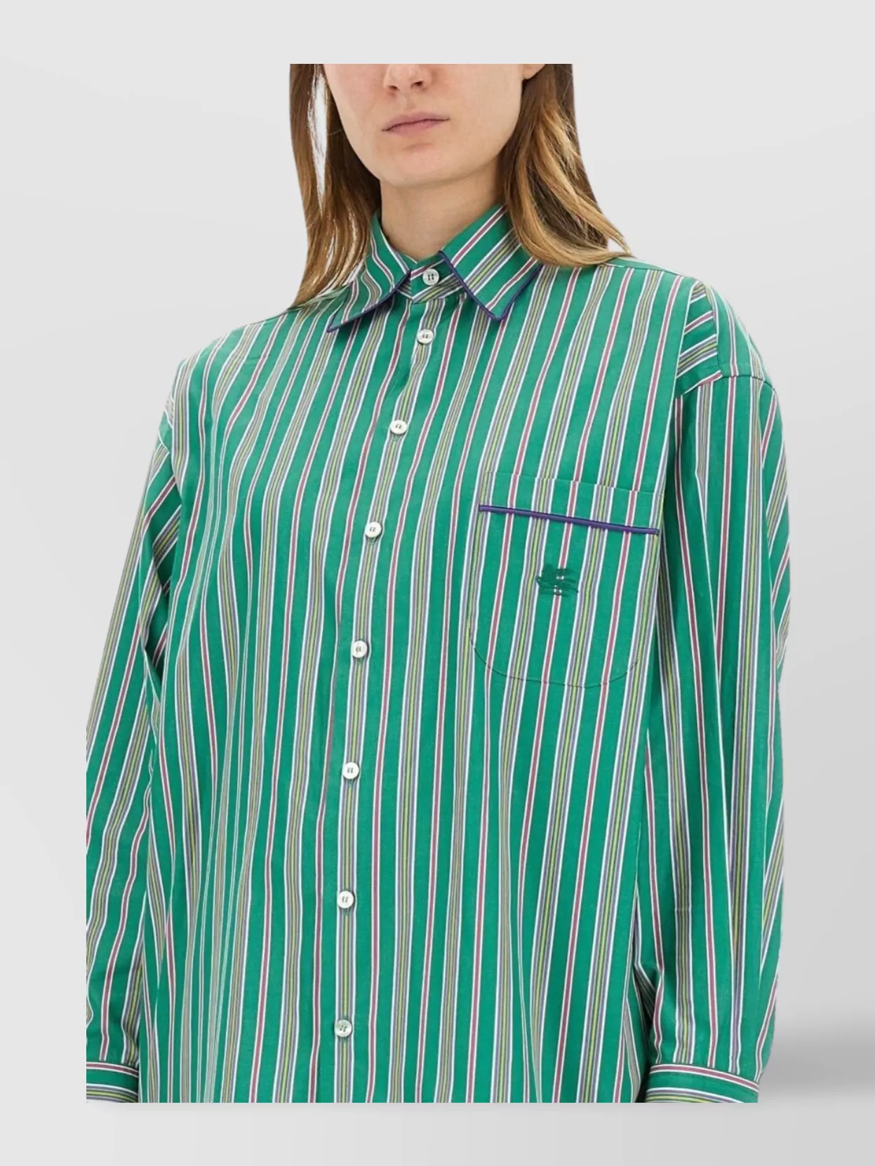 Etro Striped Long Sleeve Shirt With Chest Pocket