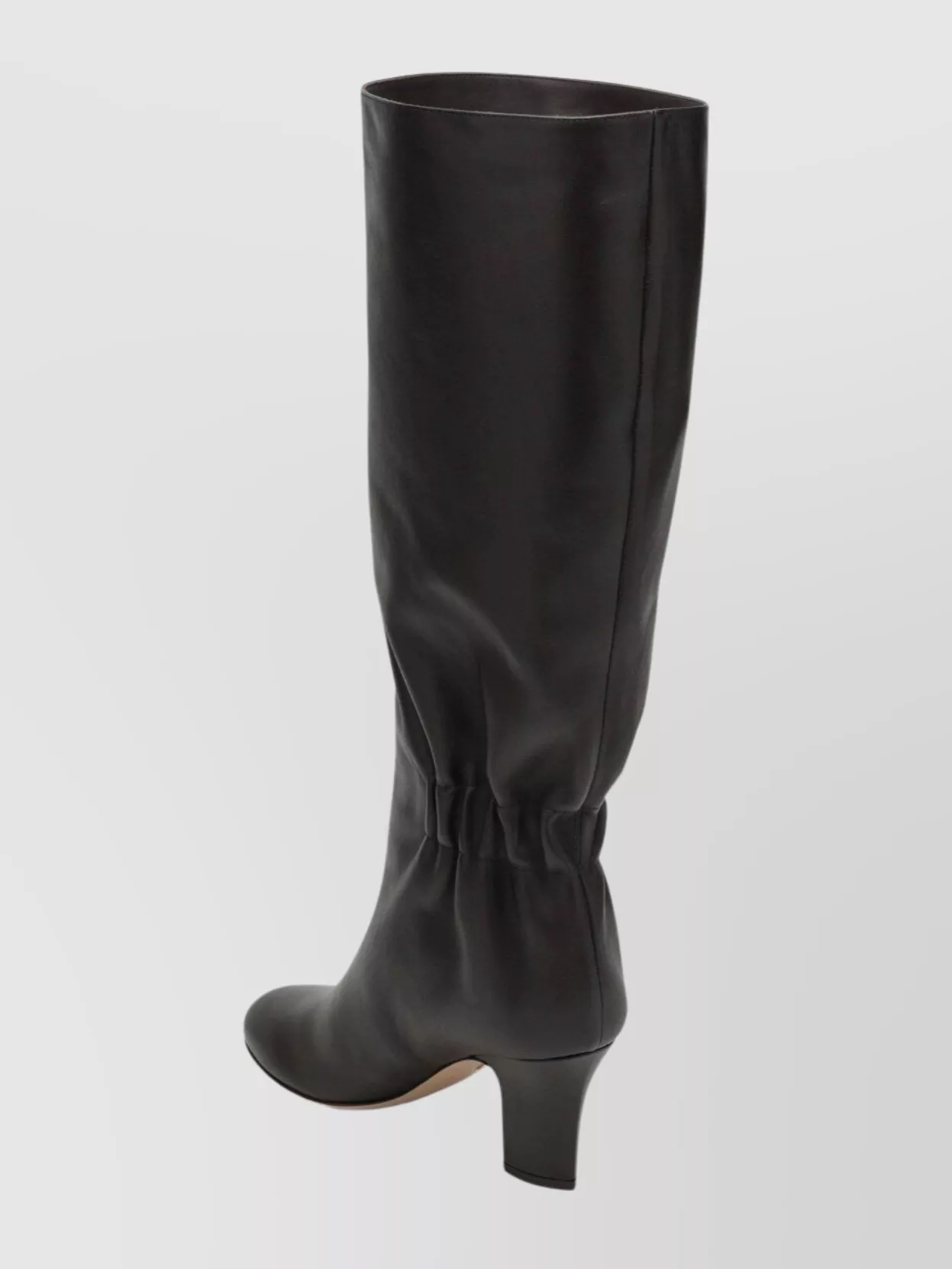 Ferragamo Knee-high Ruched Leather Block Heel Boots In Black