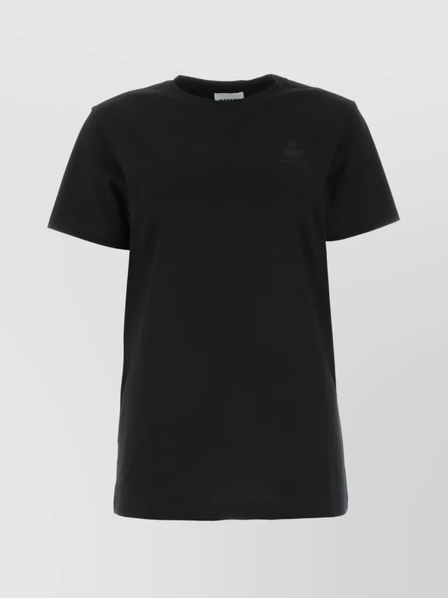 Shop Isabel Marant Étoile Cotton Crewneck Logo T-shirt In Black