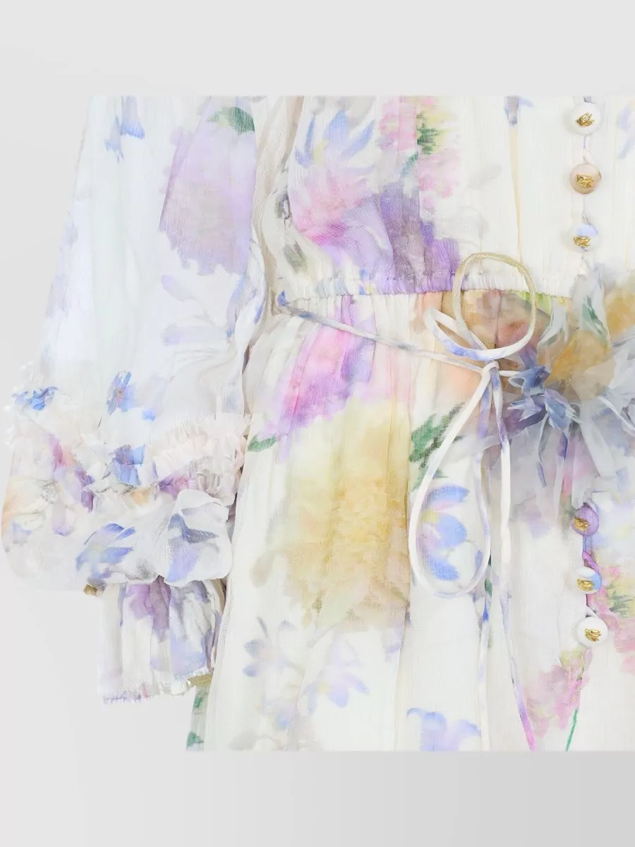 Zimmermann Viscose Floral Print Long Sleeve Playsuit