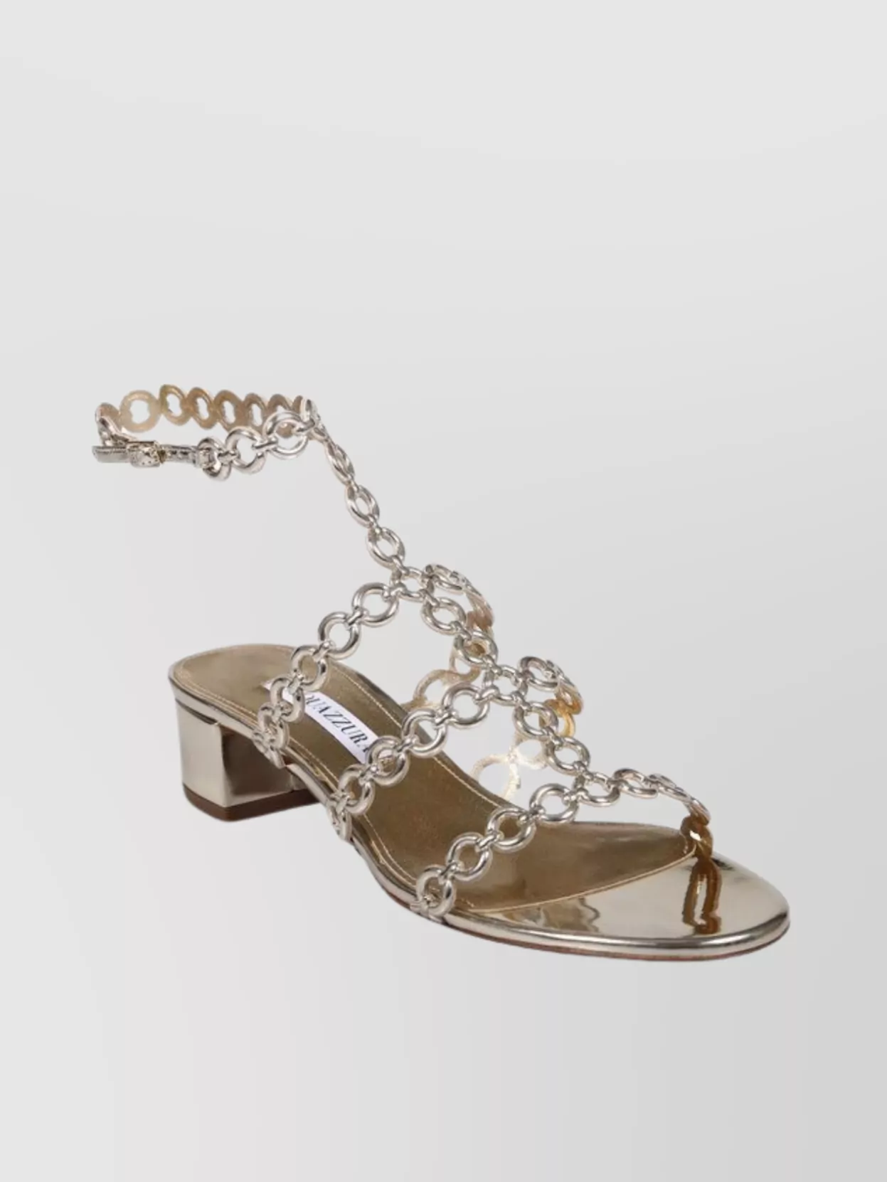 Aquazzura Infinity Chain Sandal In Mirrored Leather