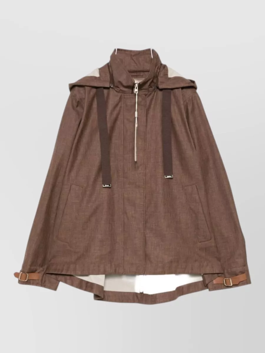 Herno linen silk hooded padded jacket