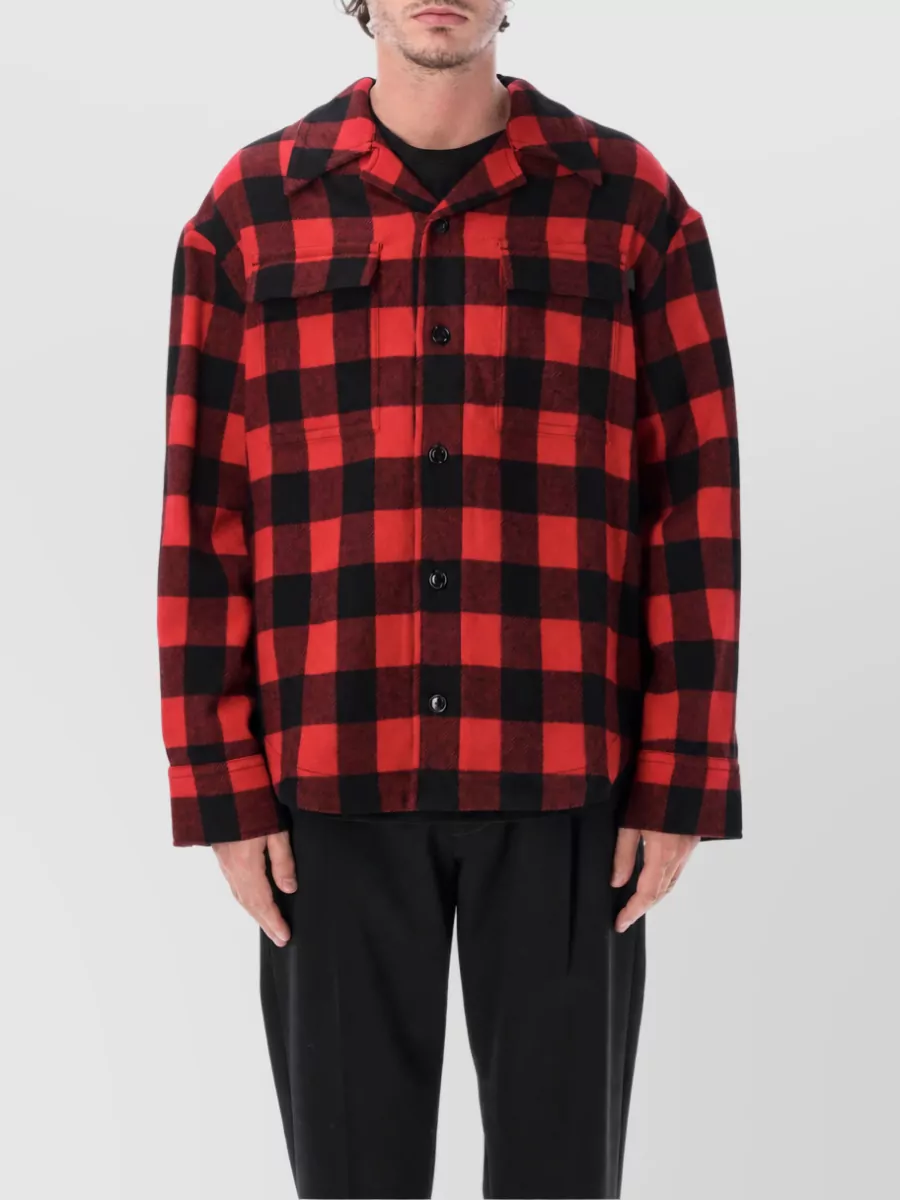 Ami Paris virgin wool checked oversized shirt jacket