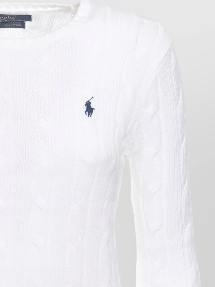 Ralph Lauren Cable-Knit Cotton Crewneck Sweatshirt
