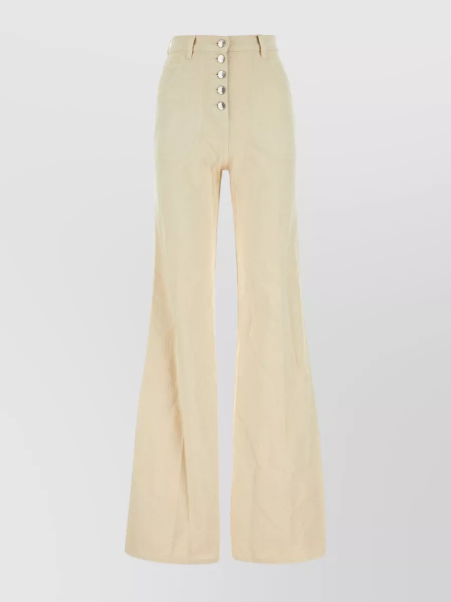 Shop Etro Wide-leg High-waisted Cotton Pant In Cream