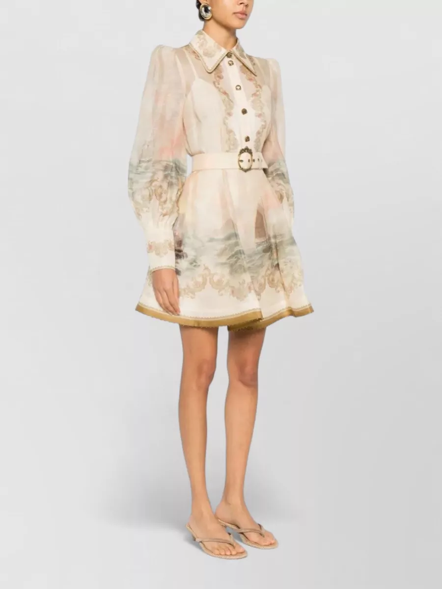 Zimmermann Silk Linen Printed Mini Dress