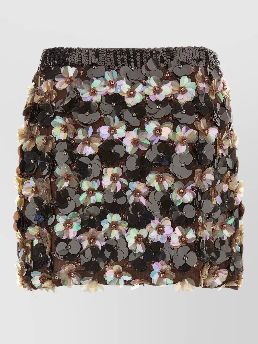 P.a.r.o.s.h. Floral-Embroidered Miniskirt