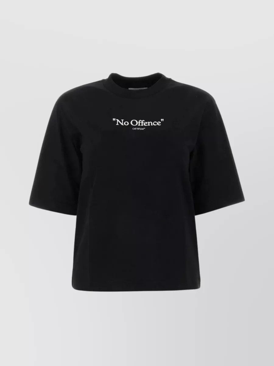 Shop Off-white Contrasting Print Crew-neck T-shirt In Black