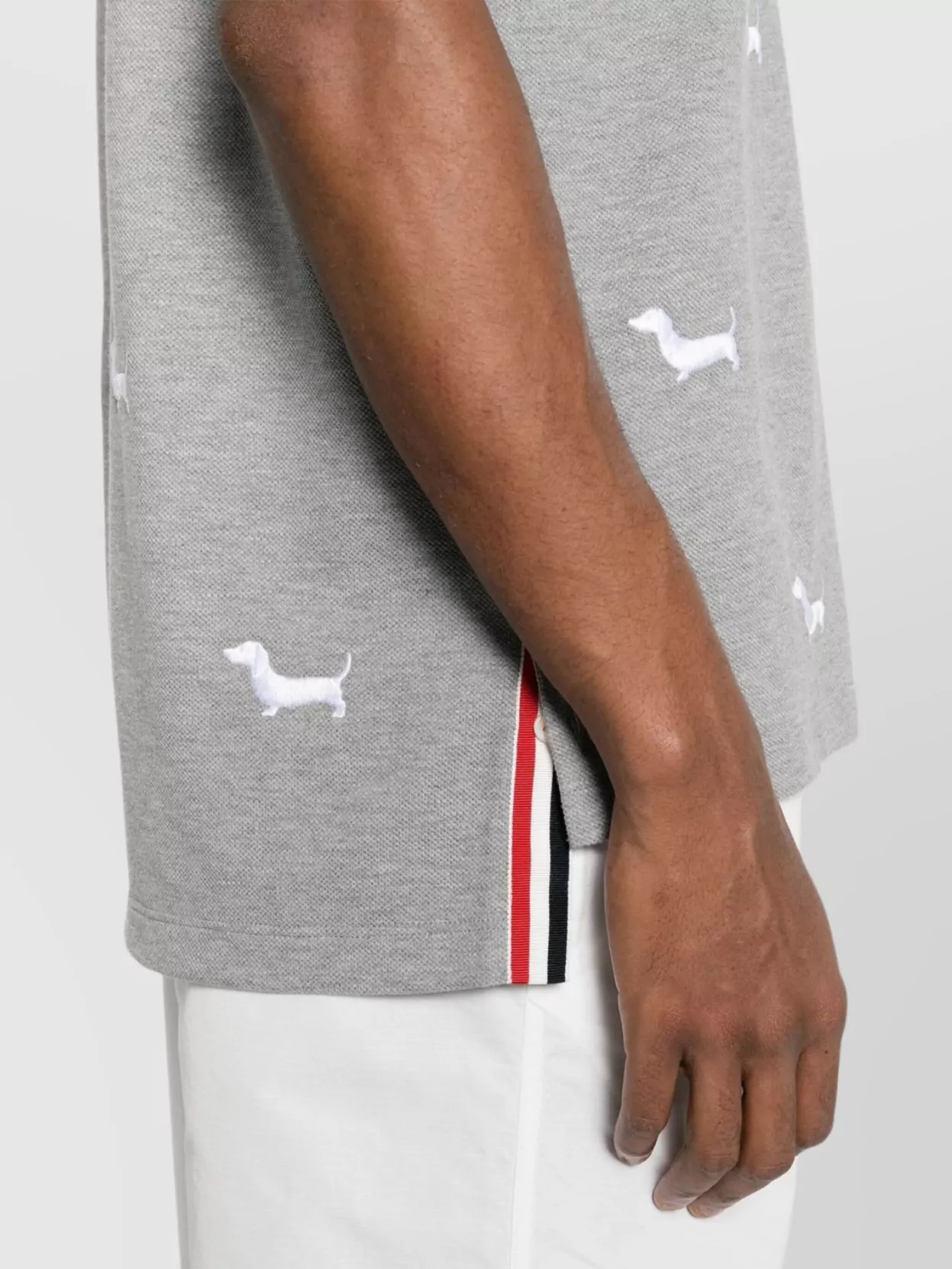 Thom Browne Dog Embroidery Piqué Weave T-Shirt