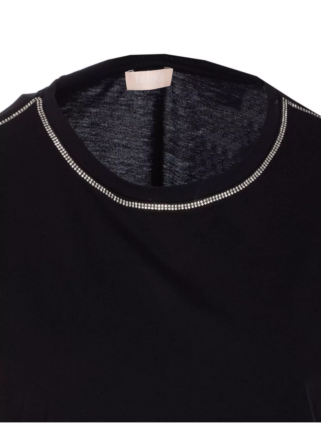 Liu •jo Black T-shirt Embellished With Rhinestones