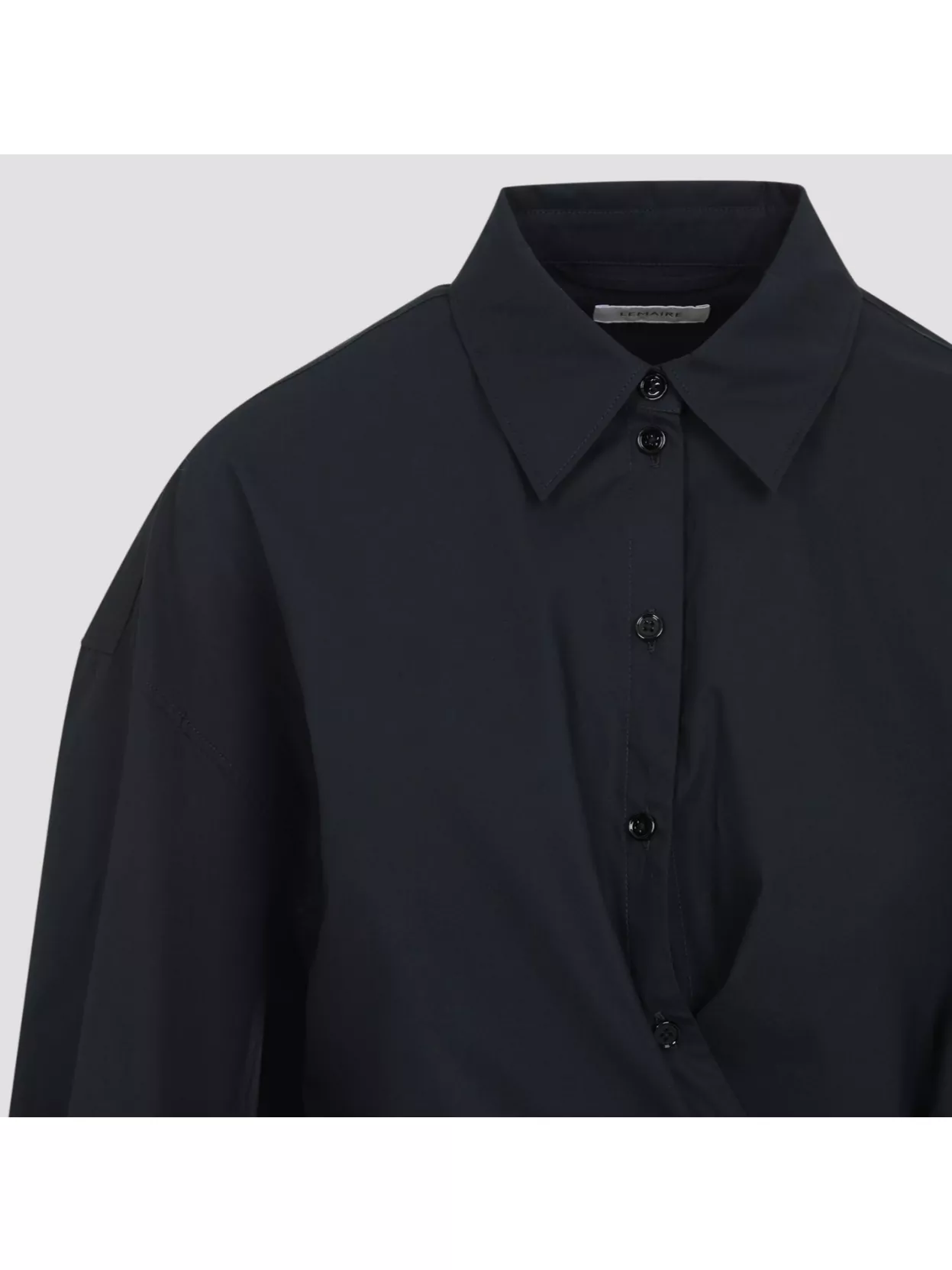 Lemaire Black Straight Collar Twisted Shirt In Black