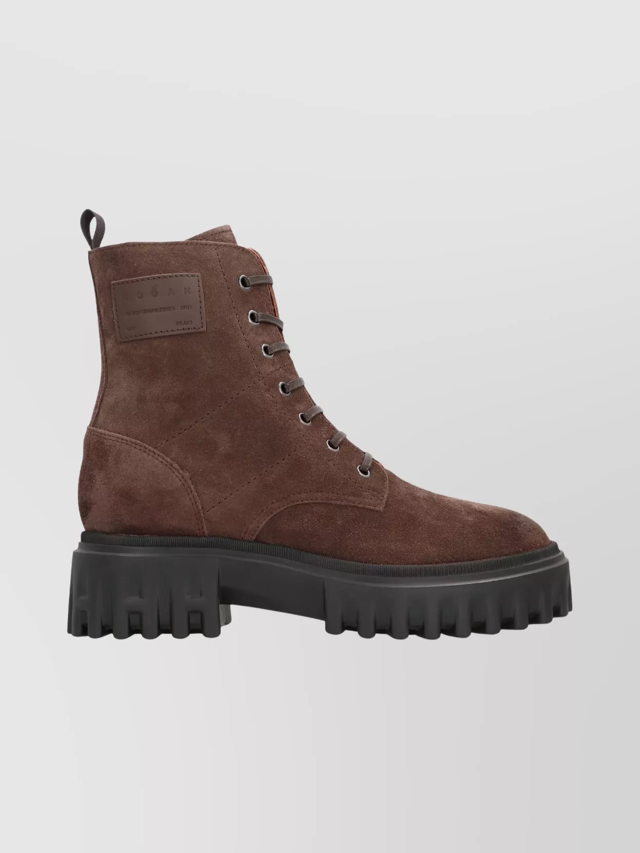 Hogan Combat Boots With Round Toeline And Chunky Sole In Brown