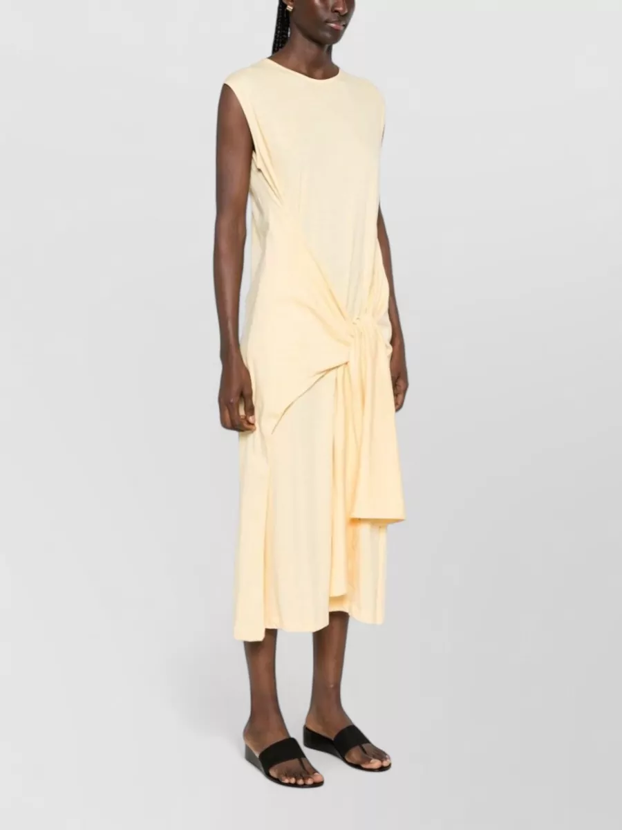 Totême Cotton Sleeveless Knot-Detail Midi Dress
