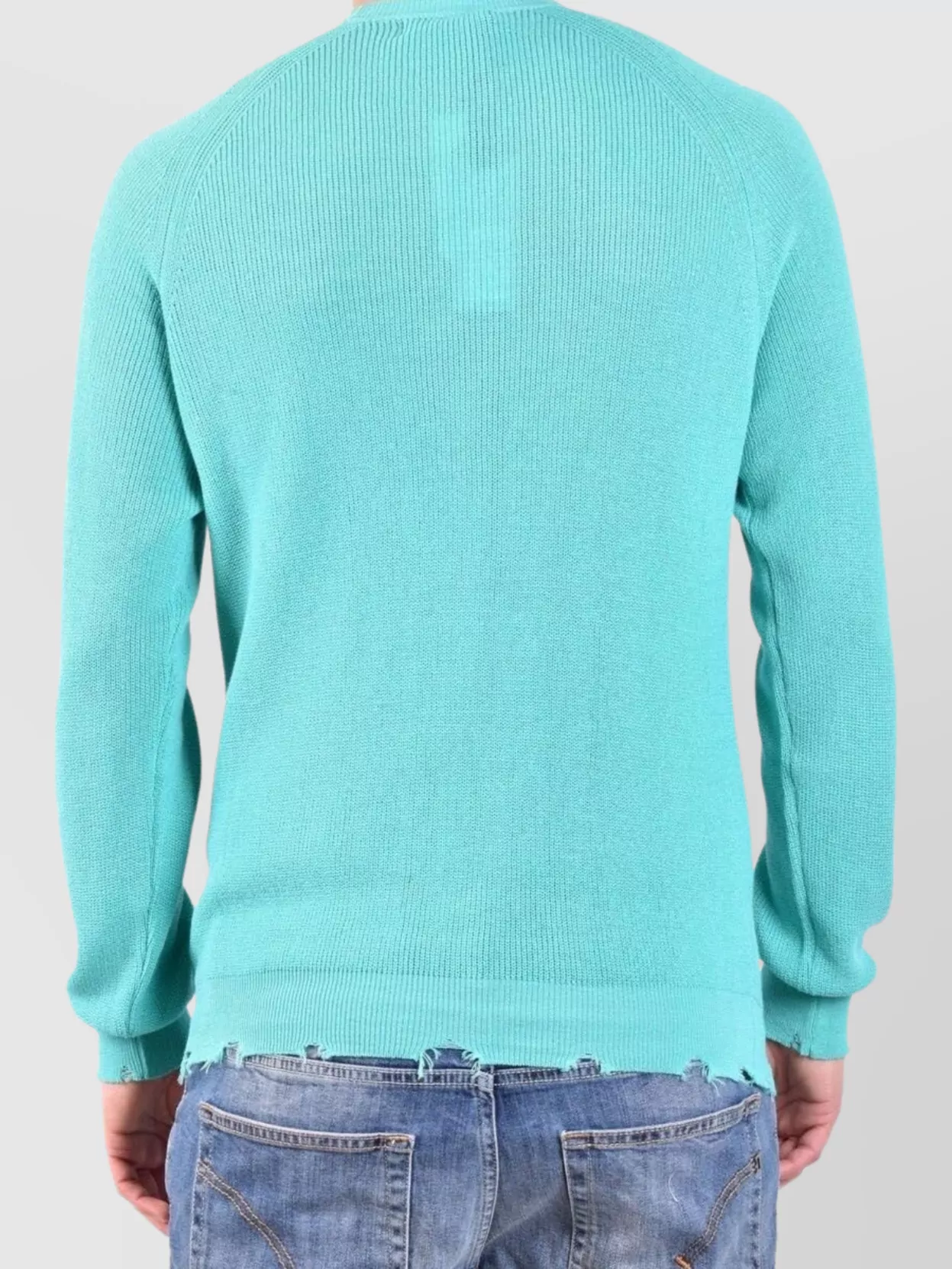 Laneus Crew Neck Distressed Hem Sweaters