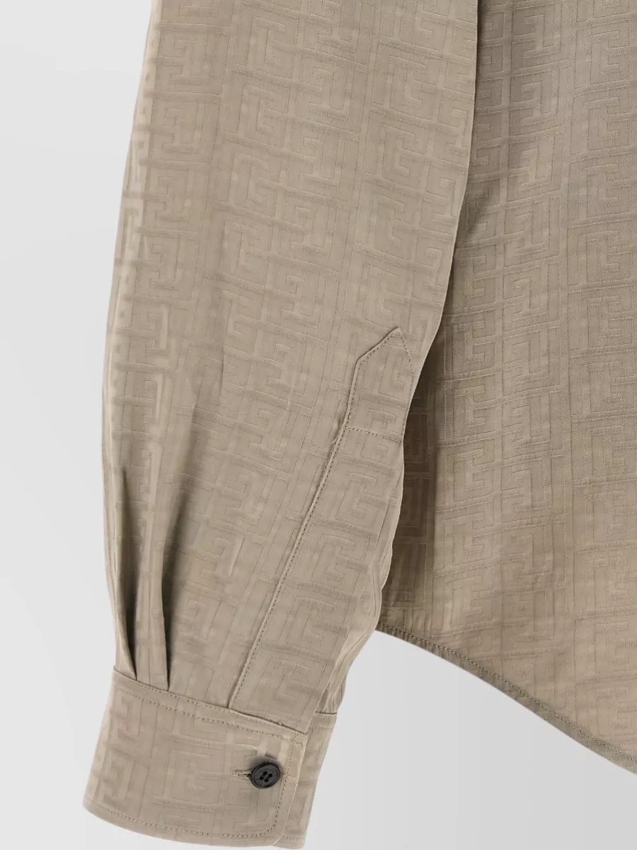 Balmain Monogram Jacquard Shirt Long Sleeves Collar
