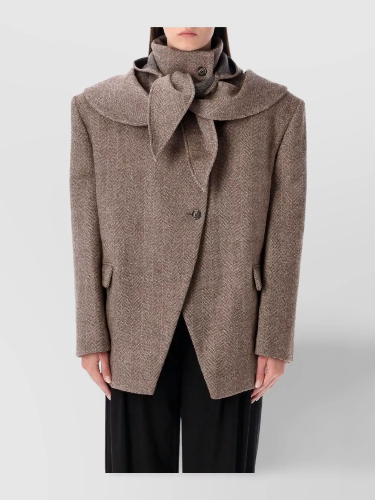 Magda Butrym Hooded Jacket Flap Pockets In Brown