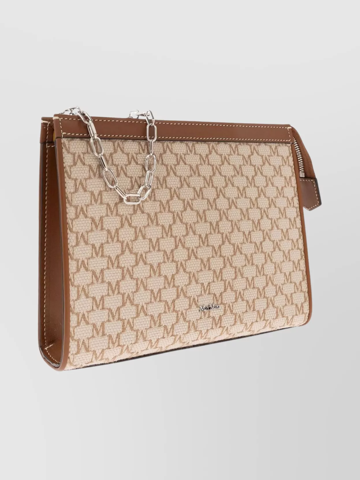 Max Mara Rectangular Clutch Bag Chain Strap In Neutral