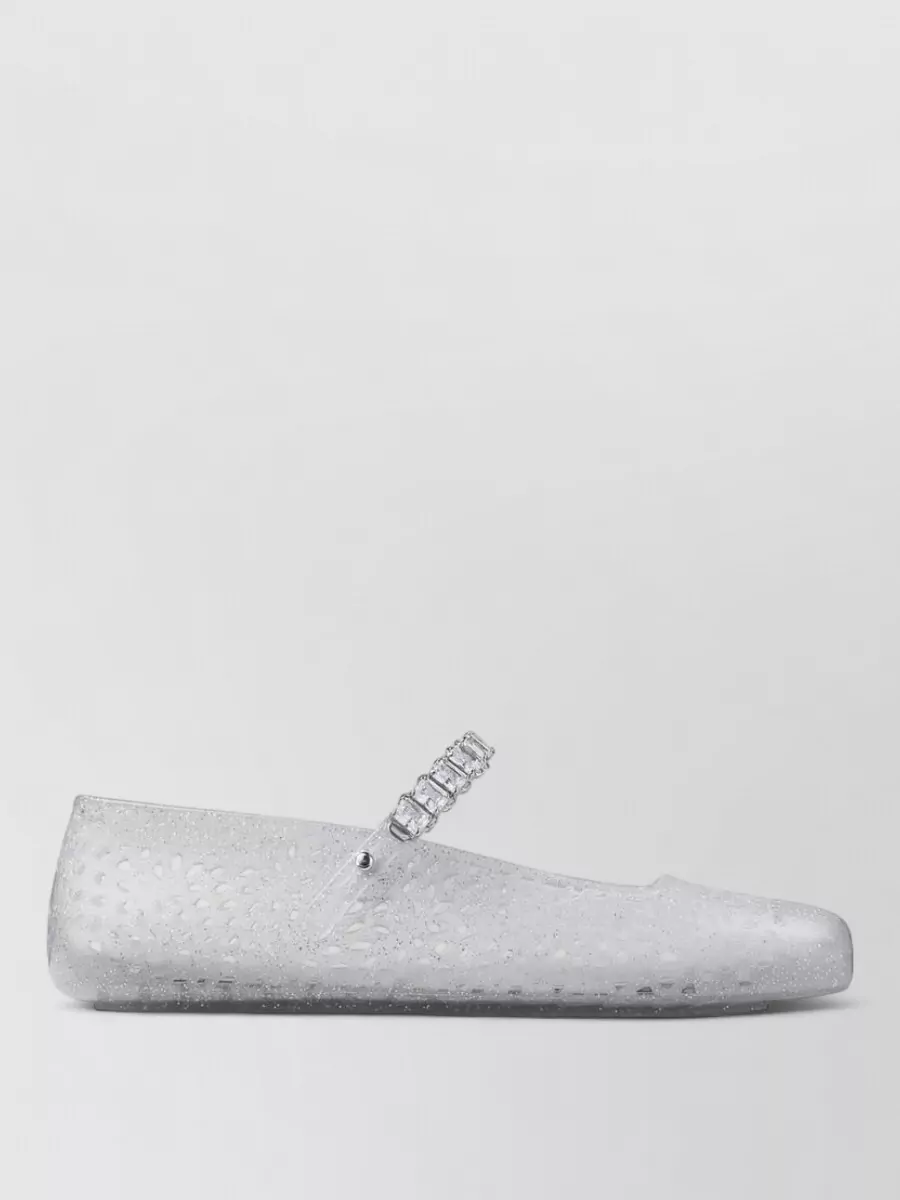 Jimmy Choo Crystal Embellished Jelly Ballerina Flats