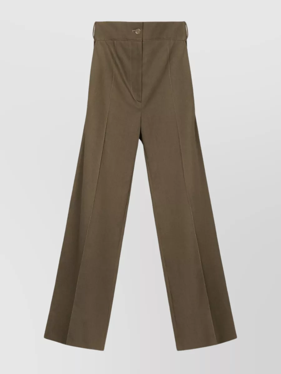 Patou Cotton High-waist Wide-leg Trousers In Brown