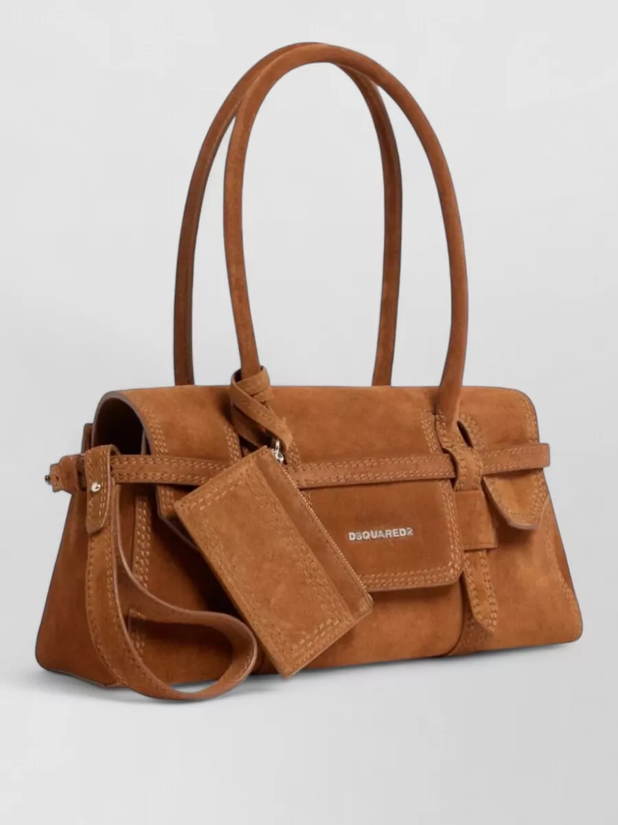 Dsquared2 Suede Bucket Bag Top Handle Detachable Strap