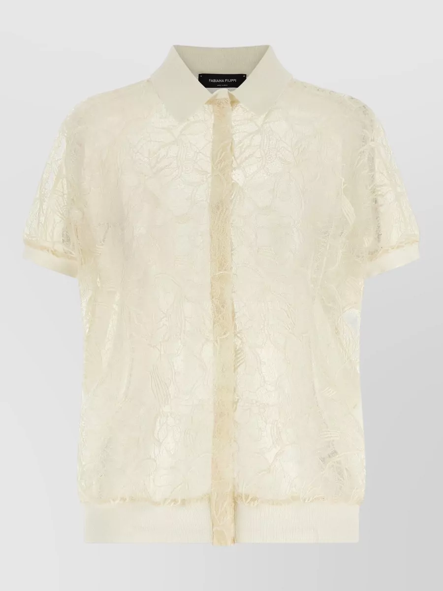 Fabiana Filippi Silk-blend short-sleeve cardigan
