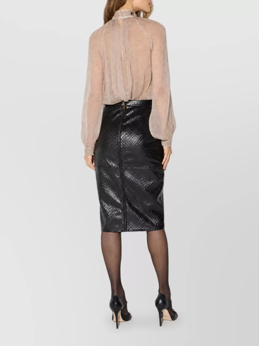 Elisabetta Franchi Faux Leather Slim-Fit Midi Pencil Skirt