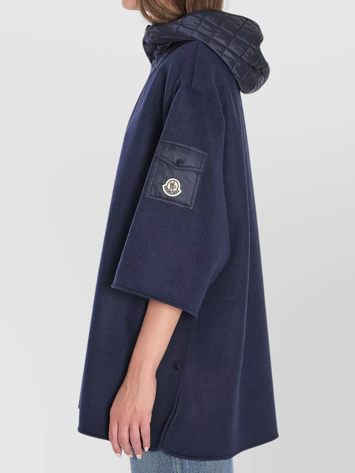 Moncler Wool Cape With Hood And Arm Patch