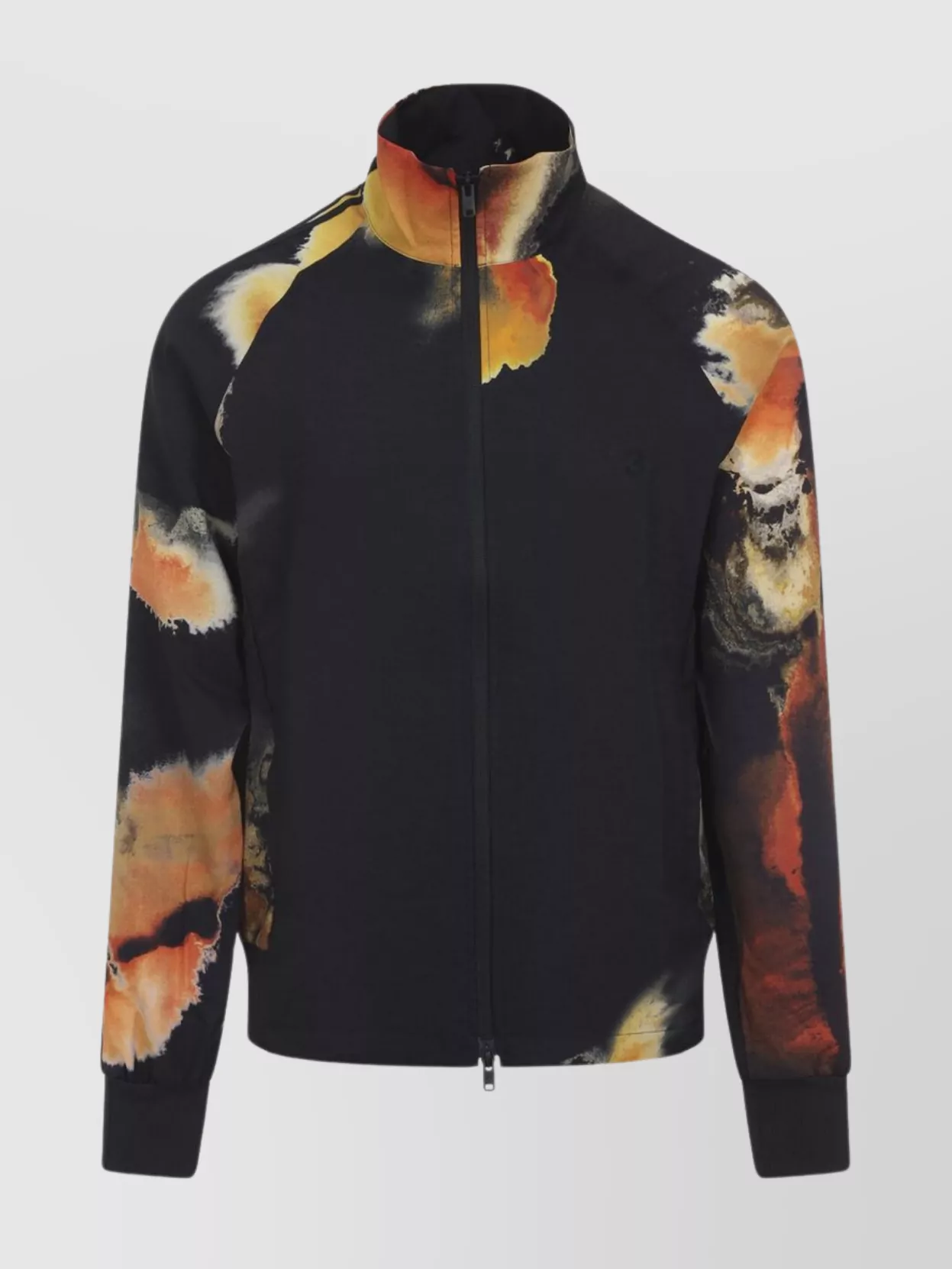 Y-3 Abstract Print Long Sleeve High Collar Jacket In Black