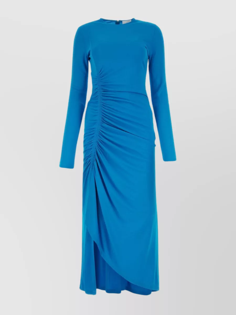 Shop Givenchy Flowing Dress With Asymmetric Hemline In Blue