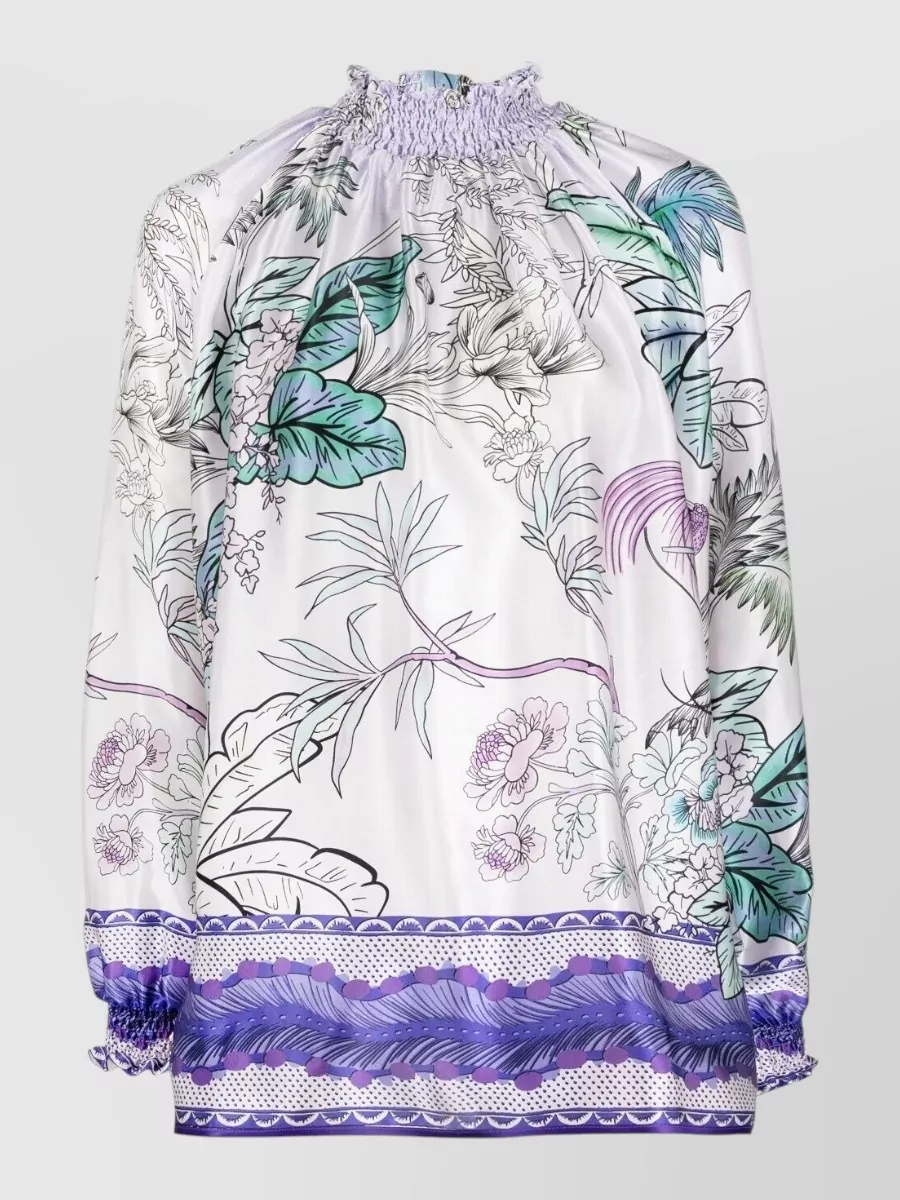 F.r.s For Restless Sleepers printed silk high neck blouse