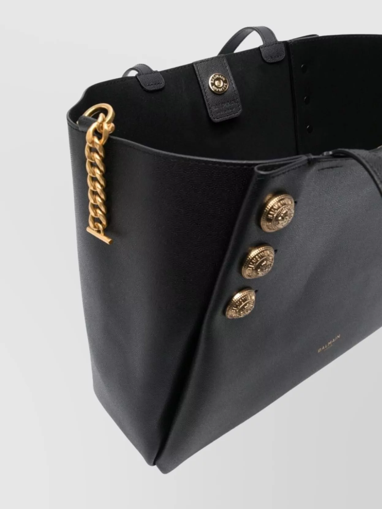 Balmain Emblem Leather Tote Bag