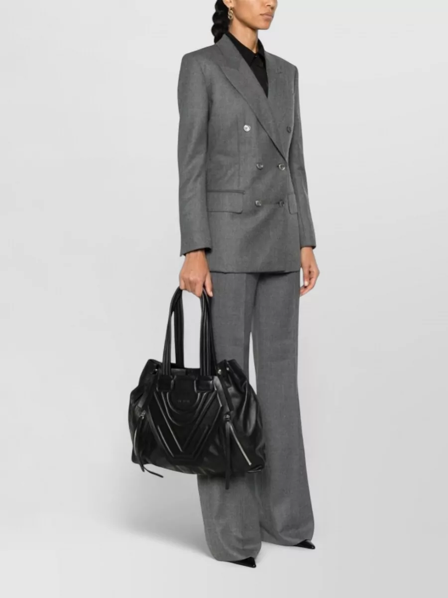 Vic Matie Leather Pebbled Tote Bag