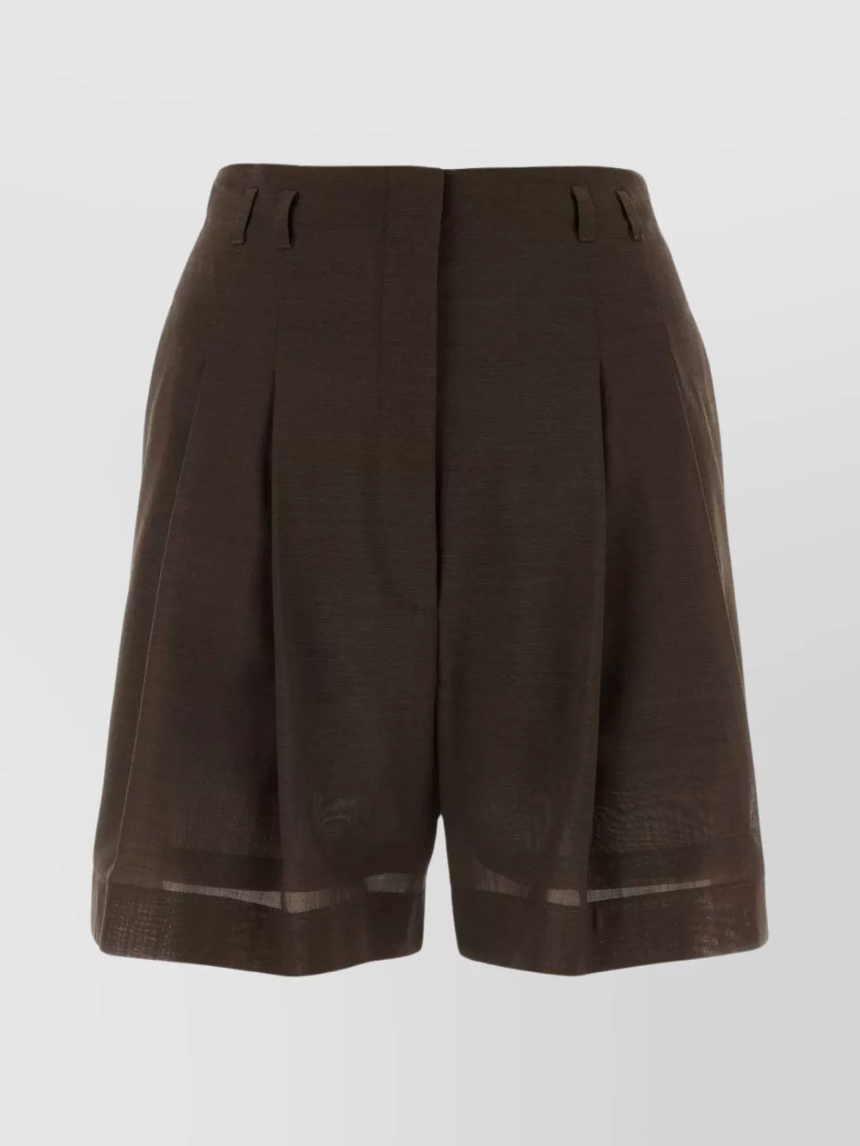 Shop Philosophy Di Lorenzo Serafini Wool Blend Shorts With Belt Loops And Cuffed Hem