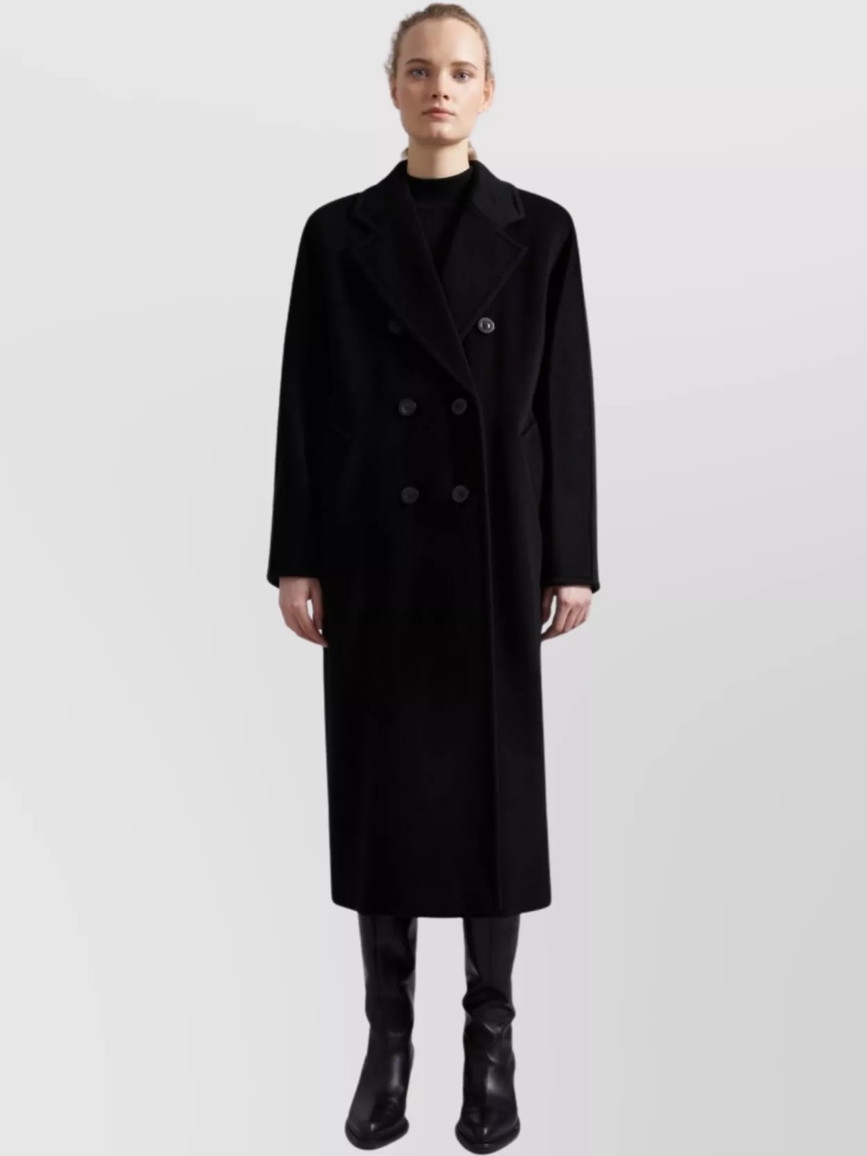 Max Mara Madame Double-breasted Wool And Cashmere-blend Coat In Black