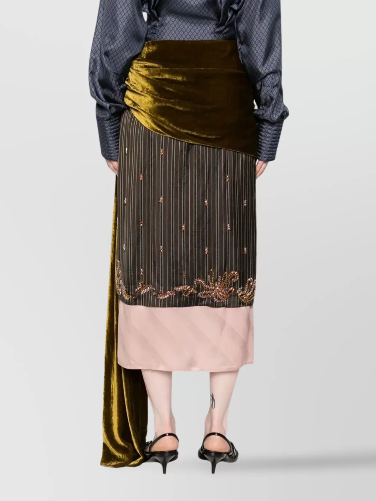Dries Van Noten Layered Midi Skirt Striped Pattern